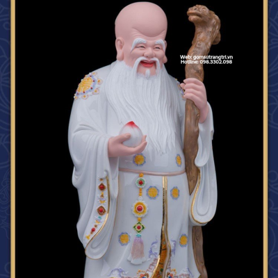 BỘ TƯỢNG PHÚC LỘC THỌ SỨ TRẮNG THỦ CÔNG